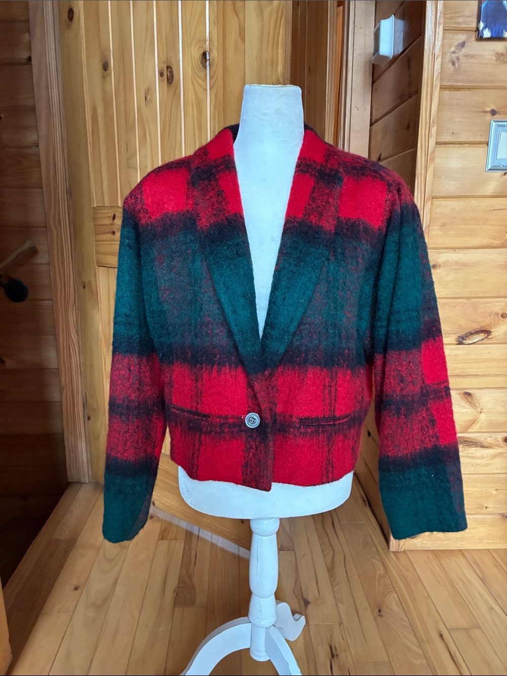 Vintage rare wool Stanley blacker by Aimee ranzau plaid aspen crop coat